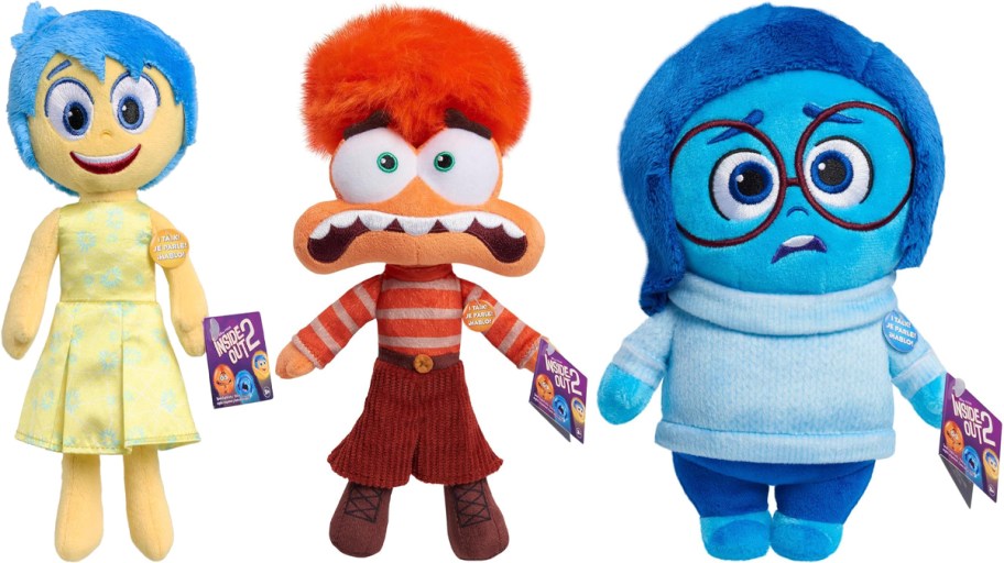joy, anxiety, and sadness plush toys 