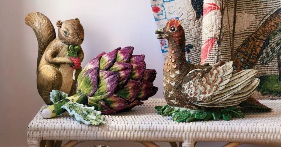 john derian pillows on bench