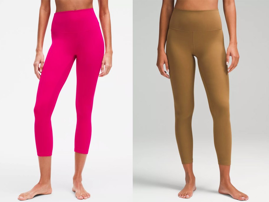 two women in pink and brown leggings