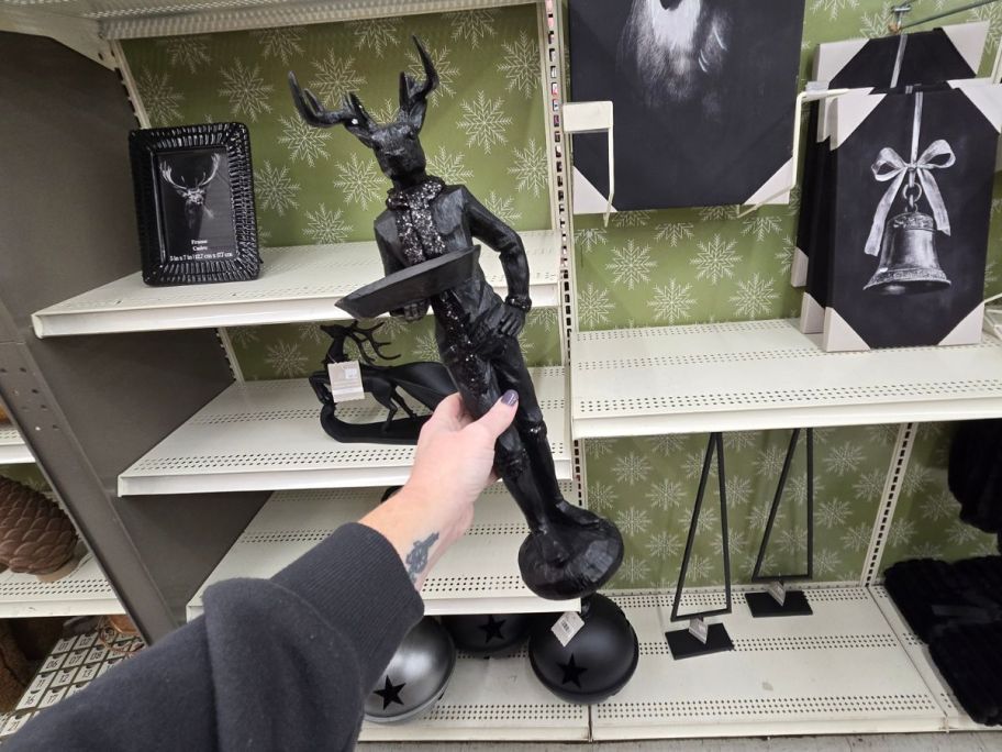 Fox Butler Statue Tabletop D&eacute;cor in hand in store