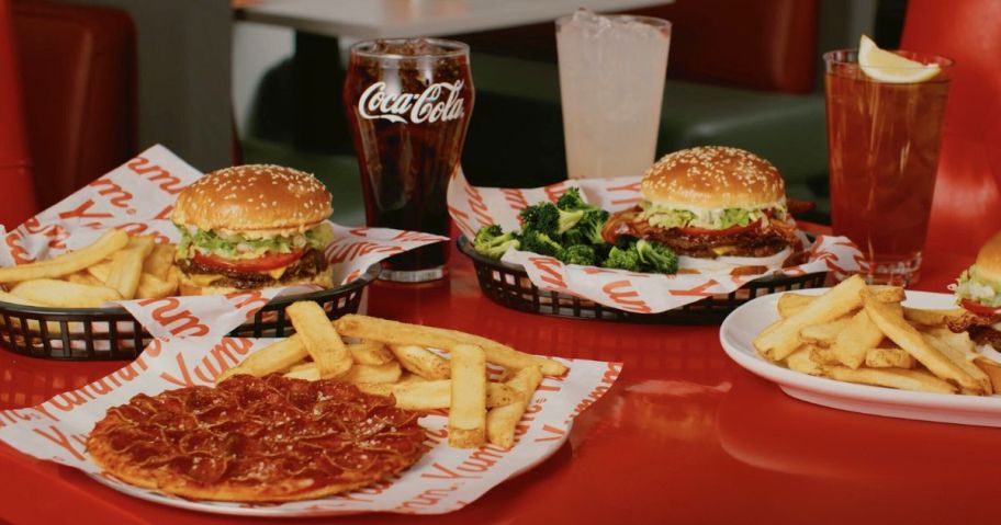 Big YUMMM Deals Value Menu items on table in restaurant