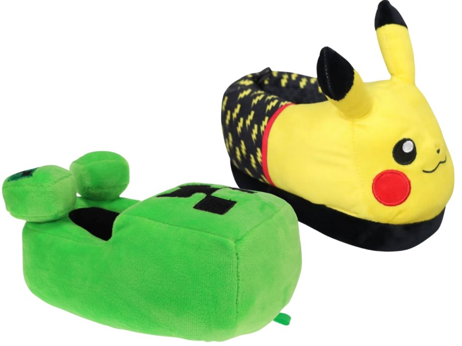 kids Minecraft and Pokemon slippers