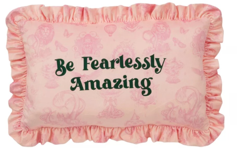 pink frilly throw pillow