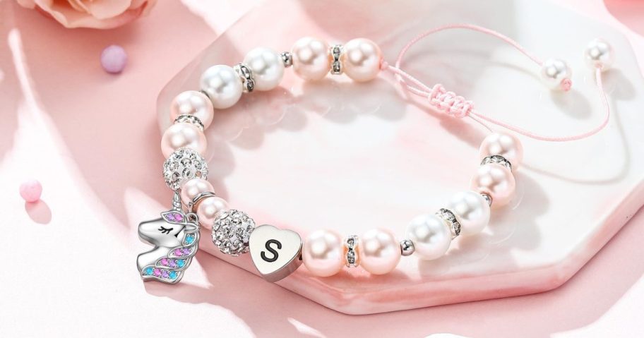 A unicorn inital bracelet.