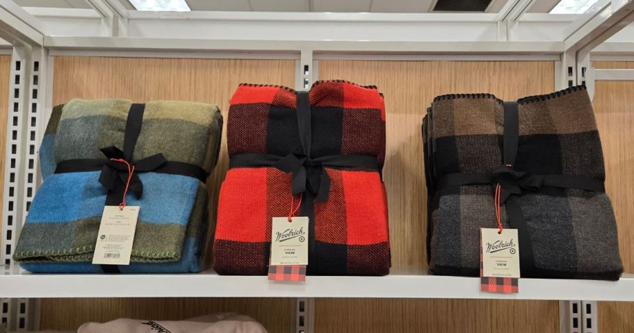 Woolrich Throw Blankets in store on shelf