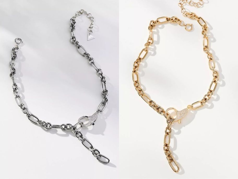 Silver and Gold Anthropologie Linked & Locked Necklaces