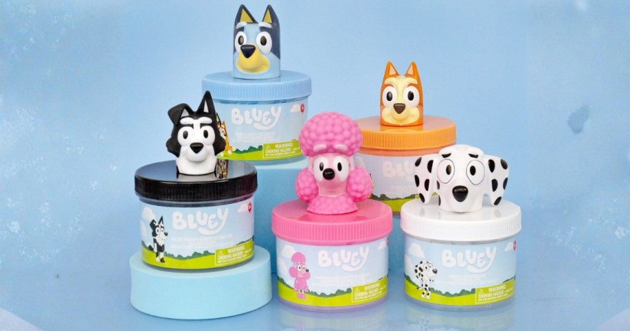 5 Bluey Squishmallows slime containers