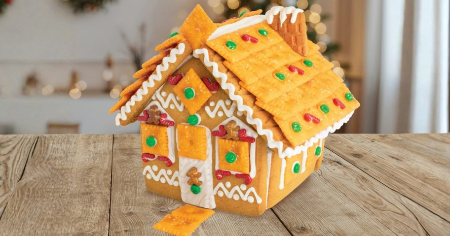 a holiday house made from Cheez-It crackers