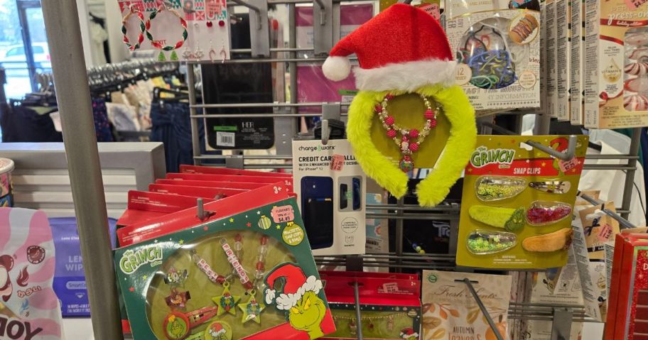 Several Grinch items in a store