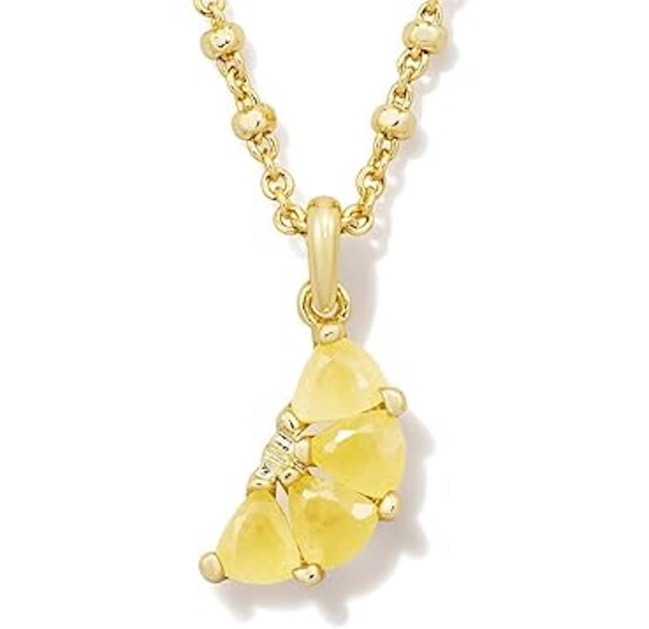 stock photo of lemon pendant gold necklace