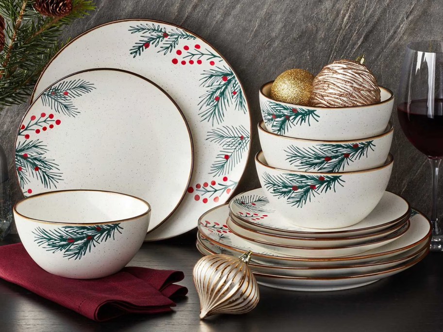 Member's Mark 12-Piece Stoneware Holiday Dinnerware Set