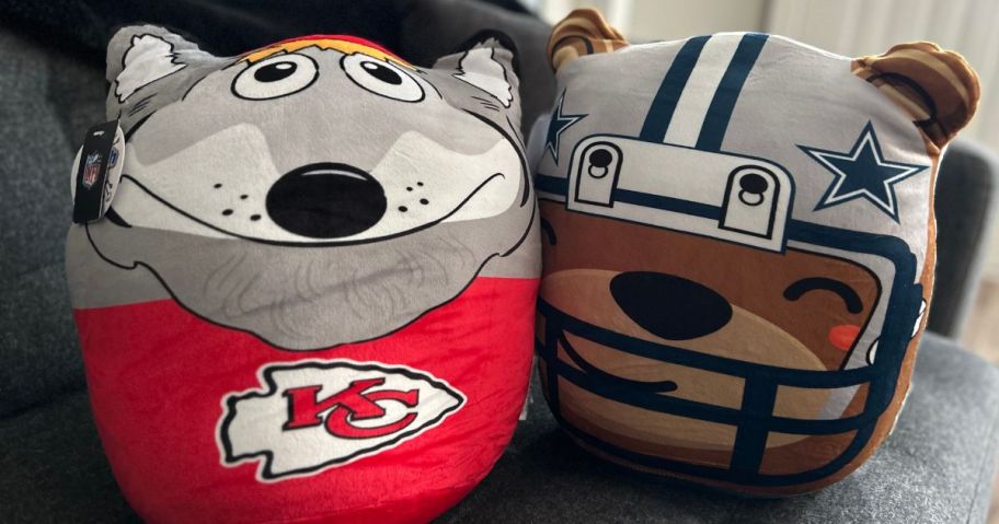 Two NFL Plush Pillows featuring Kansas City and the Dallas Cowboys