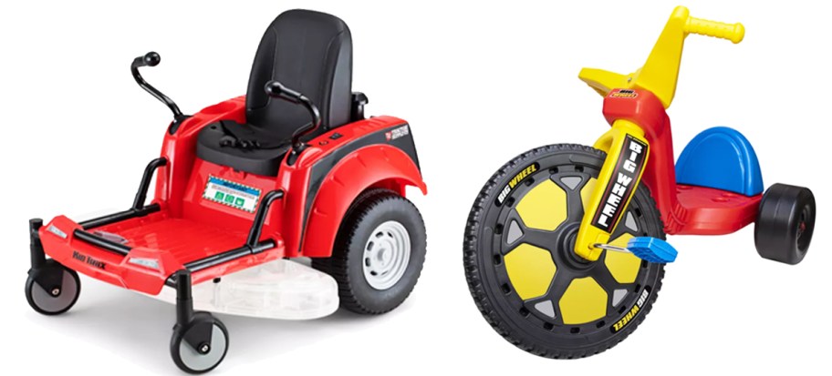 ride on lawn mower and big wheel toys