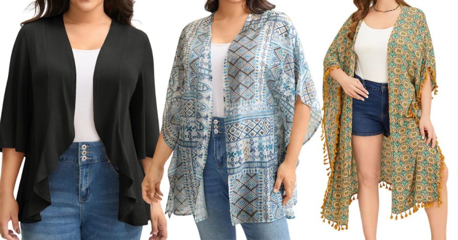 three women wearing bloomchic wraps