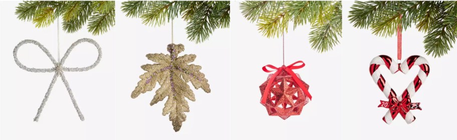 Four Christmas ornaments from Macys.