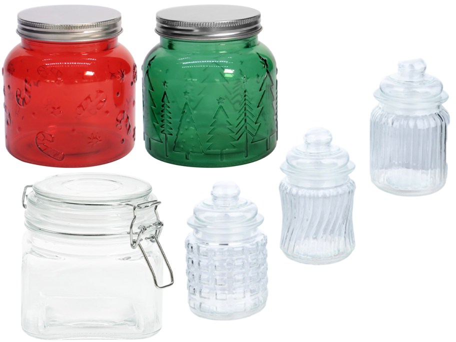 6 glass jars 