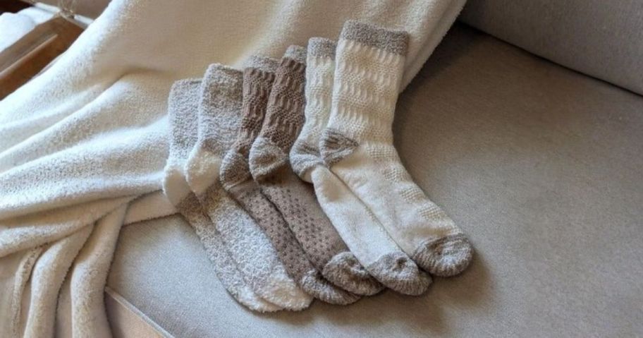 joyspun socks on couch