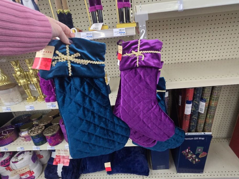 Joyward 12" Embossed Velvet Stockings in store