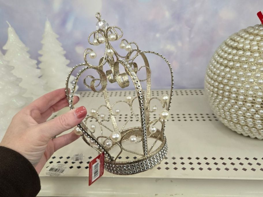 Jeweled Wire Crown Tabletop D&eacute;cor in hand in store