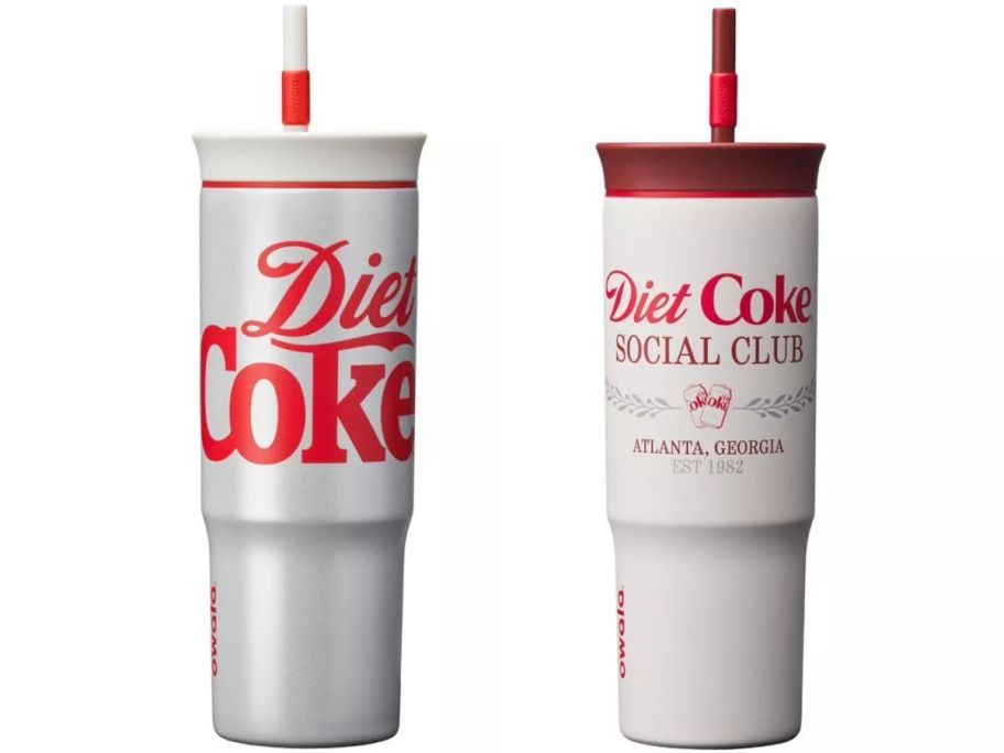 two Owala 24oz Special Edition Diet Coke Stainless Steel Straw Tumblers