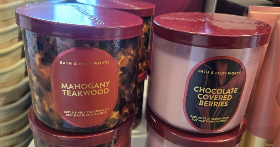 Bath & Body Works 3-Wick candles in Vslentine's themed jars