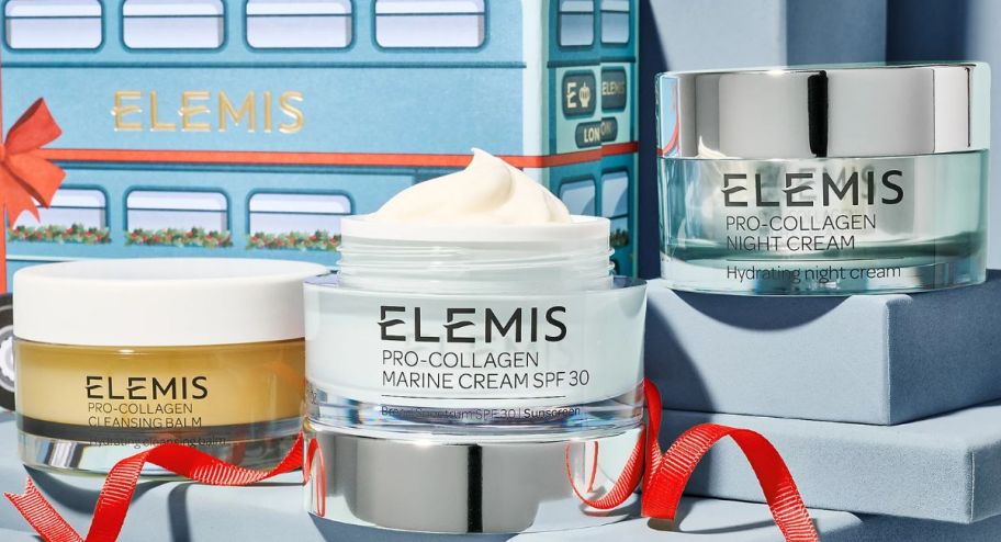 three different Elemis balms on top of a table