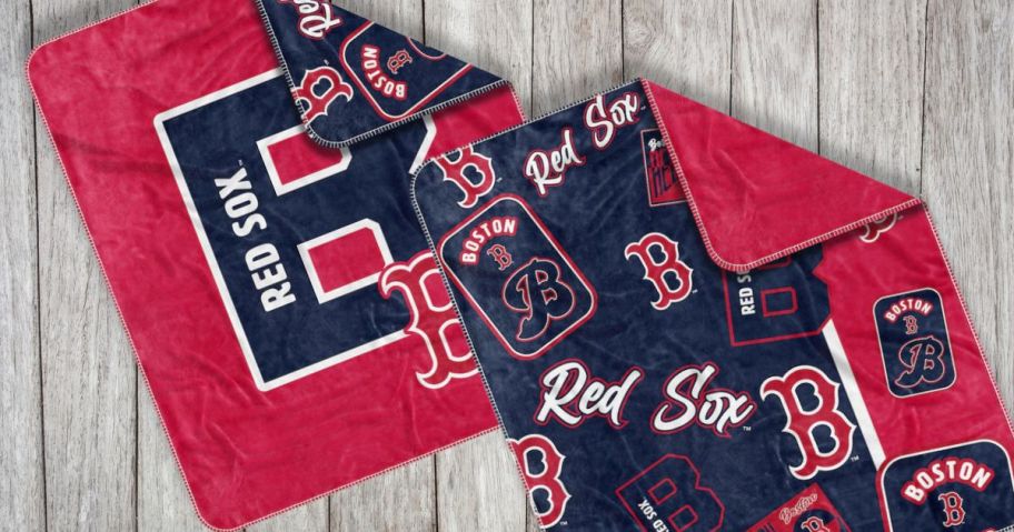 the front and back of a Boston Red Socks Throw Blanket