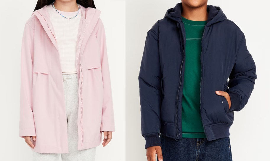 girl and boy in pink and blue jackets