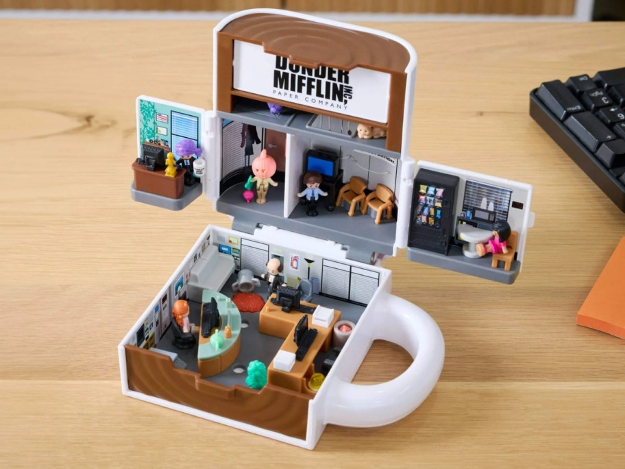 polly pocket x the office best boss mug compact set open on table
