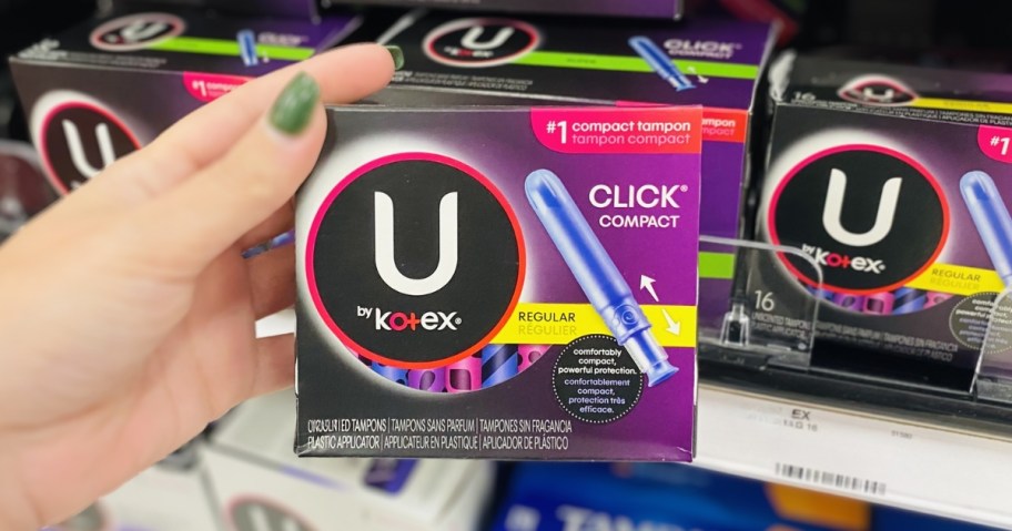 box of u by kotex regular sized tampons in store