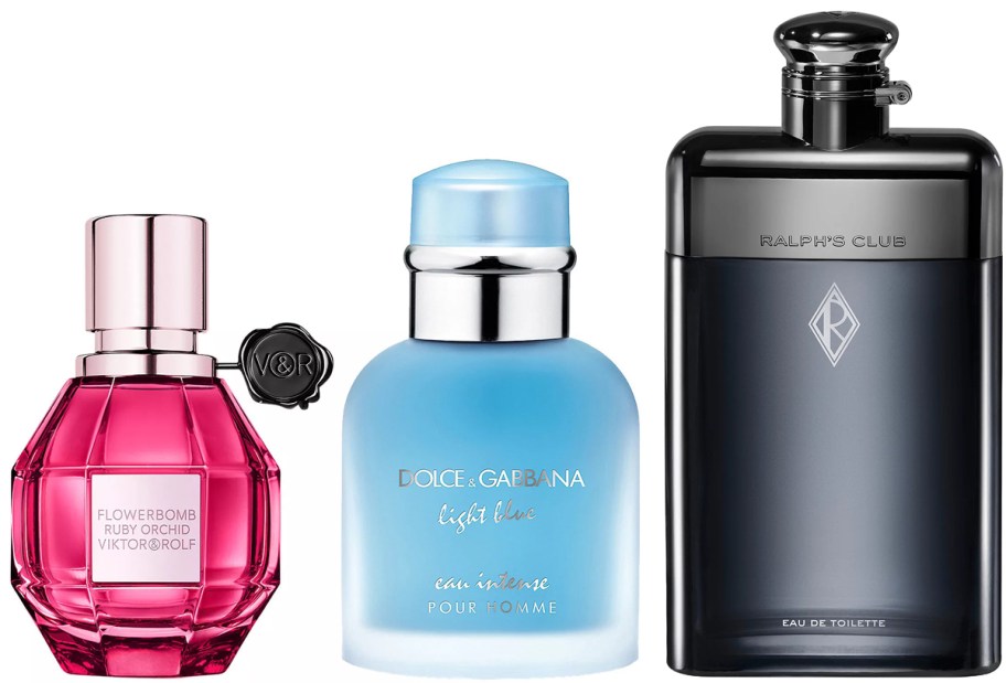 Viktor&Rolf Flowerbomb Ruby Orchid Eau de Parfum, Dolce & Gabbana Light Blue Eau Intense Pour Homme, Ralph Lauren Ralph's Club Eau de Toilette 
