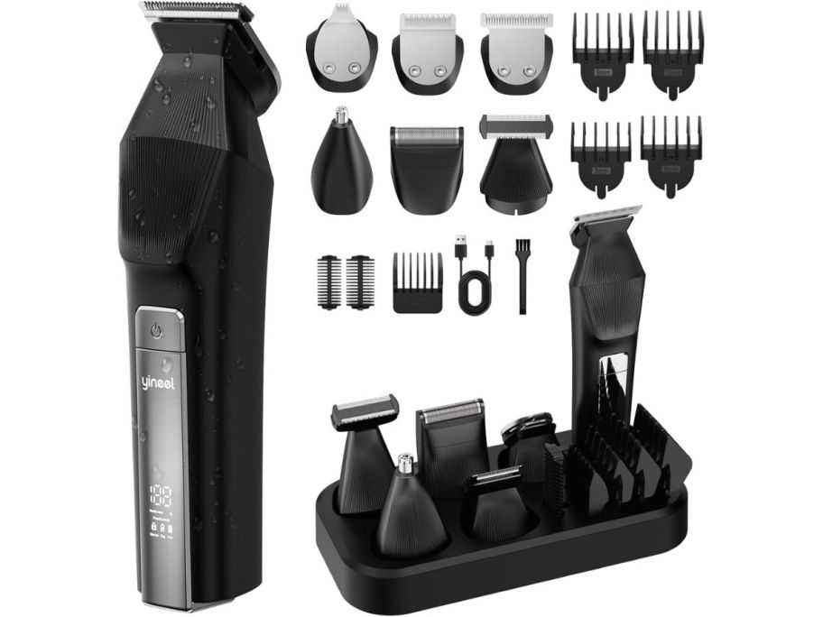 A set of clippers with attachments