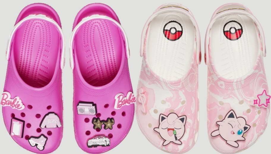 two pair of adult crocs clogs