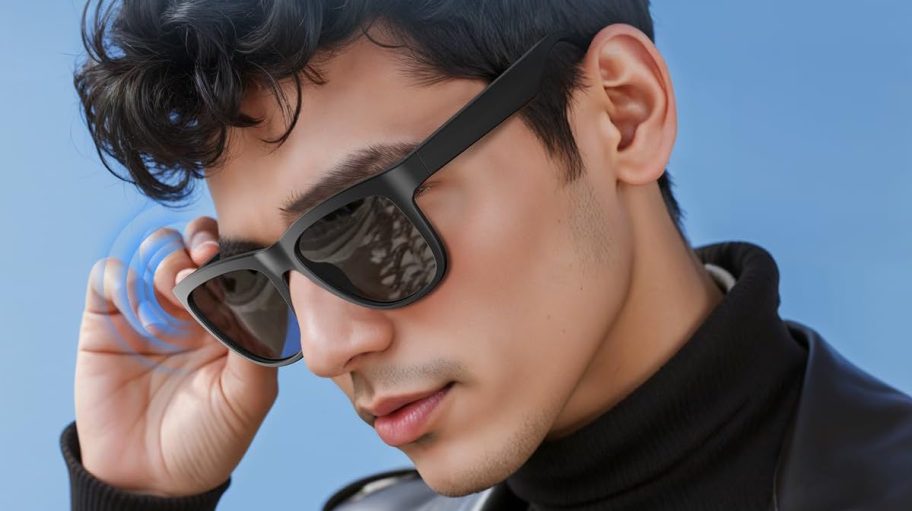 Men wearing black Ray-Ban sunglasses 