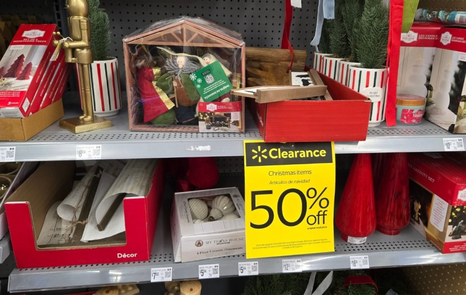 christmas decor on clearance aisle