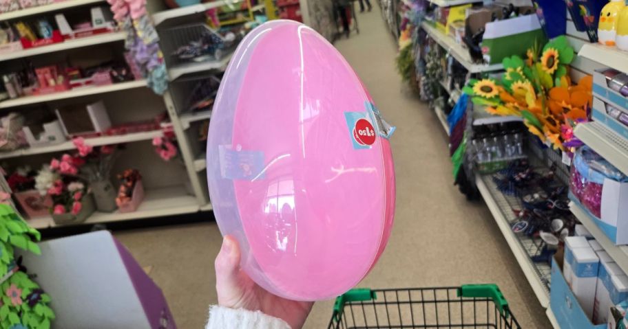 Jumbo Plastic Egg in hand in store