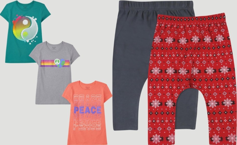 girls 3 pack graphic tees and 2 pack babys harem pants