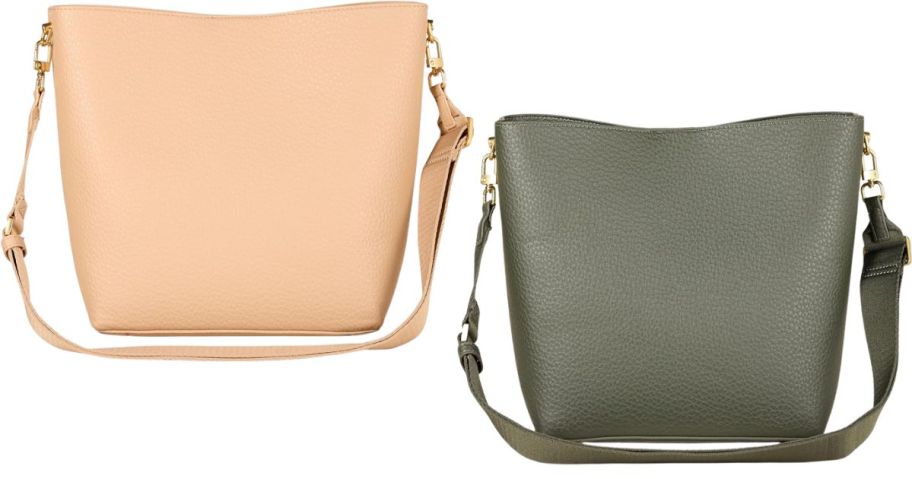 two Amazon Essentials Soft Bucket Handbags