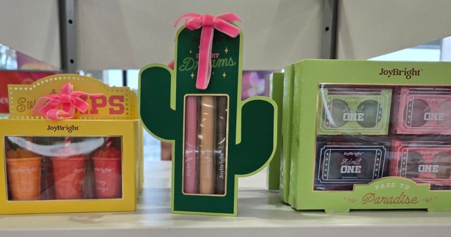 three joybright beauty sets on shelf in store