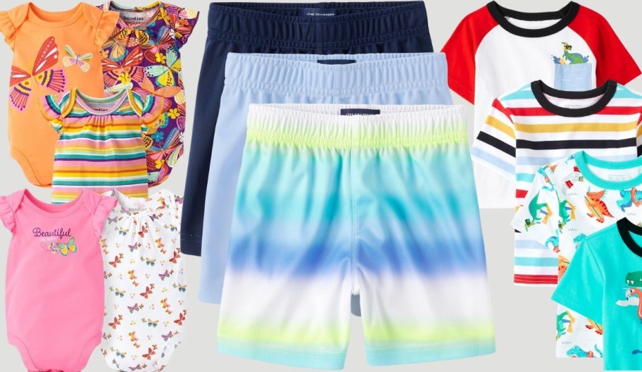 three different multipack of kids clothing