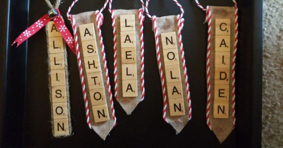 letter tiles used in christmas ornaments