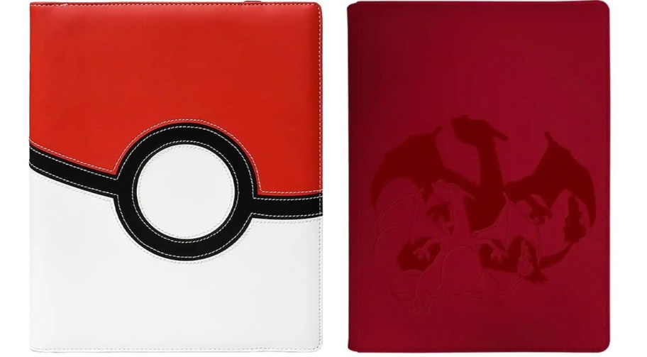 pokeball and red charizard binders