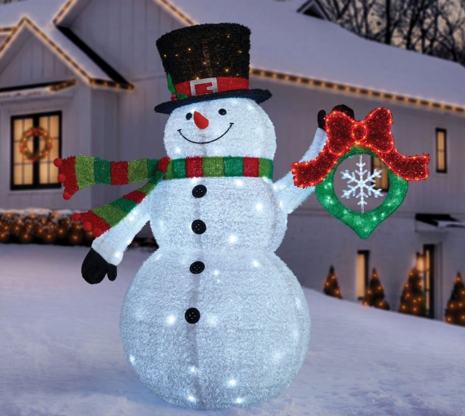 a popup led tinsel snowman