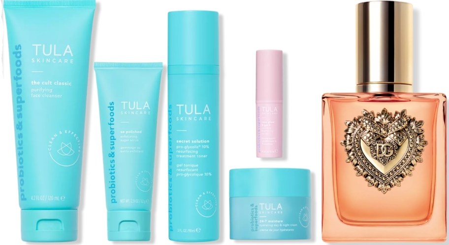 tula gift set and D&G perfume