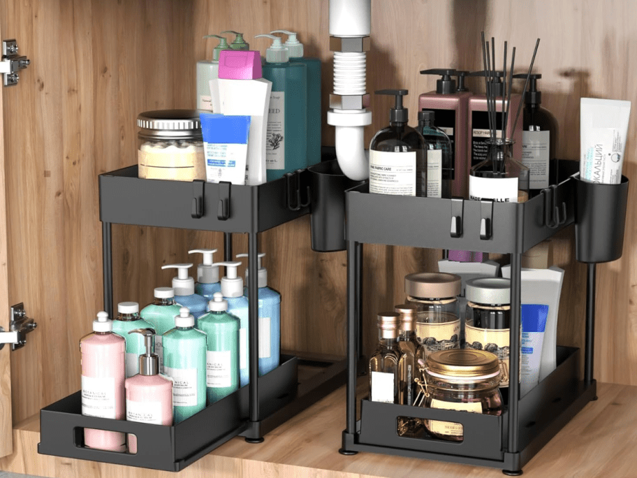 Amazon under sink containers with items in it 