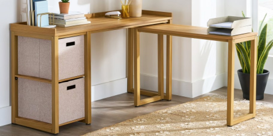 RUN! Better Homes & Gardens L-Shaped Desk ONLY $22 on Walmart.com (Includes 2 Storage Cubes!)