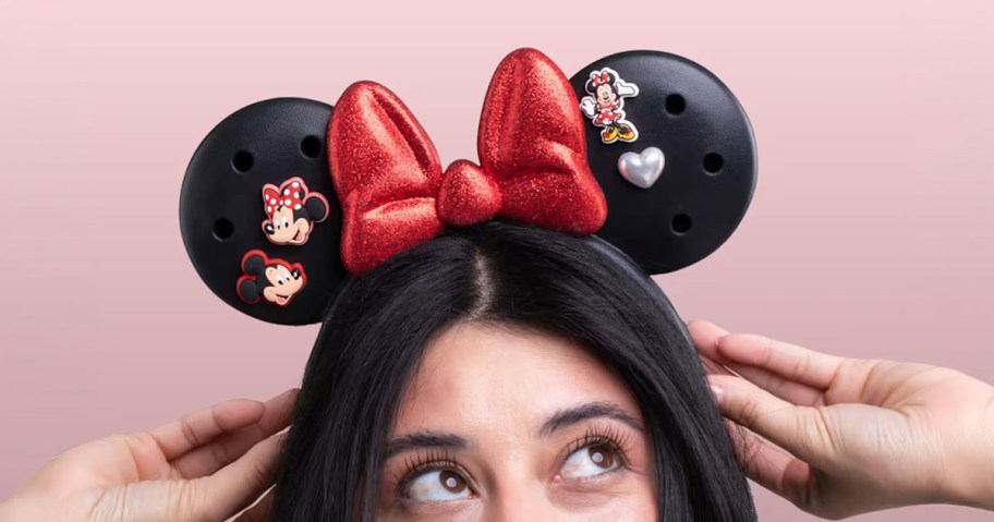 Crocs Minnie Mouse Headband on a woman
