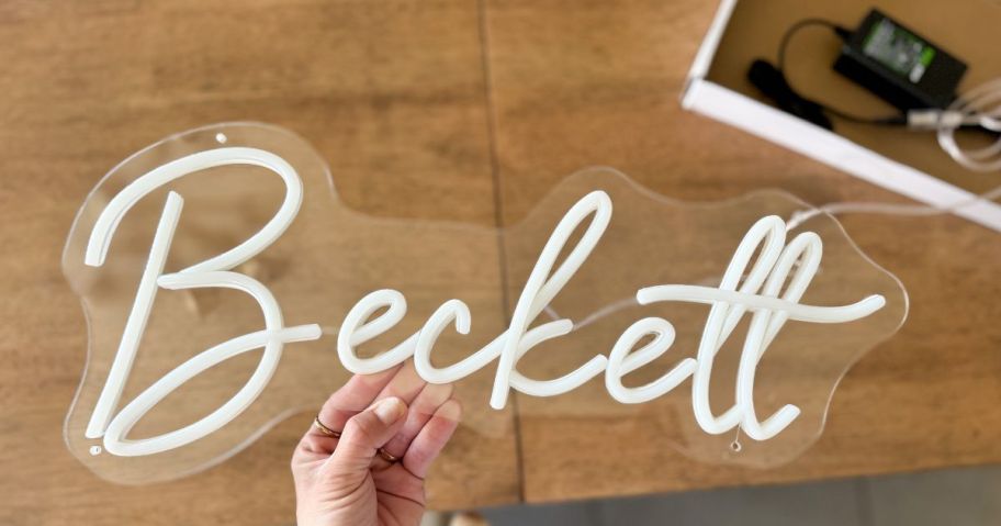 A Custom Neon Sign that says Beckett