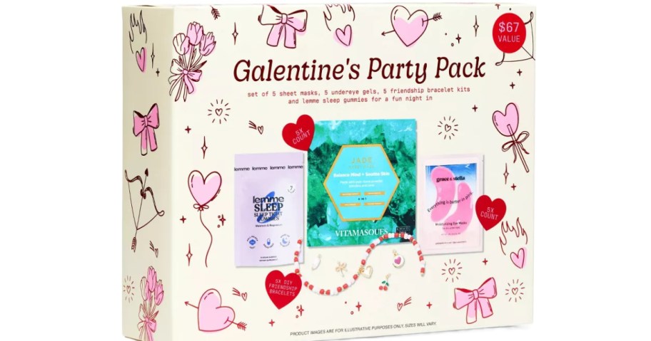 front view of Galentine's party pack