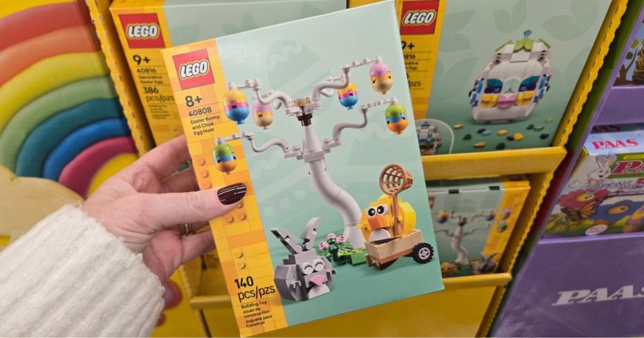 LEGO Easter Bunny & Chick Egg Hunt Building Set in hand in store